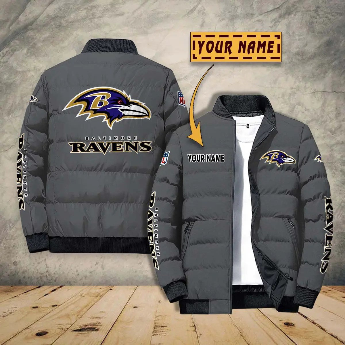 Baltimore Ravens New Personalized Winter Puffer Jacket AZBTPFKJ000006