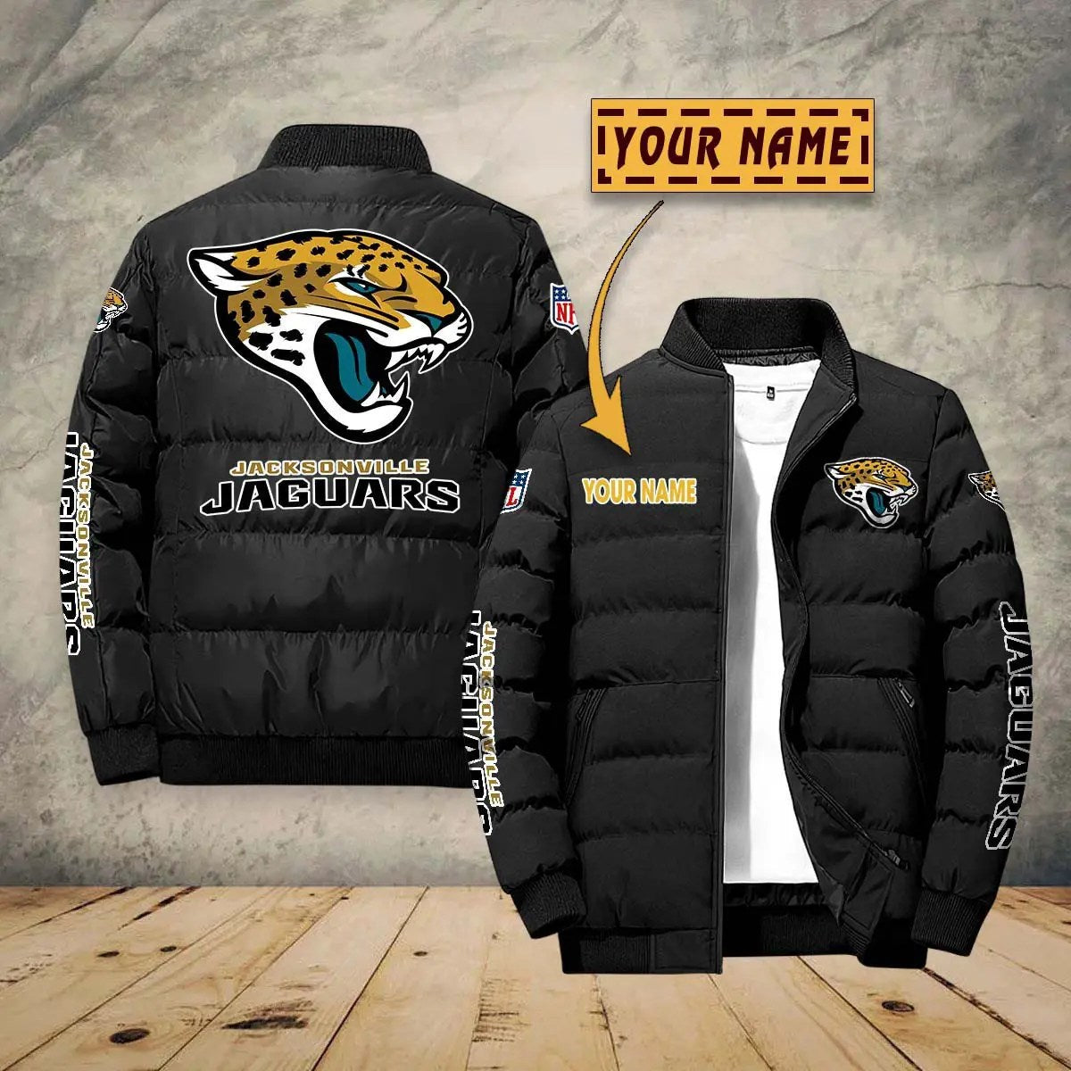 Jacksonville Jaguars New Personalized Winter Puffer Jacket AZBTPFKJ000007