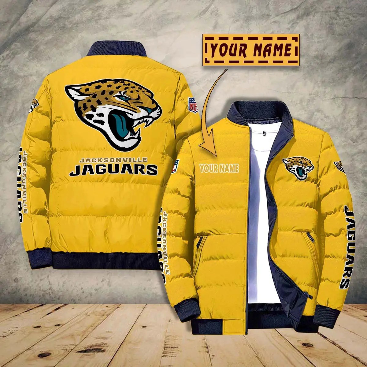 Jacksonville Jaguars New Personalized Winter Puffer Jacket AZBTPFKJ000007