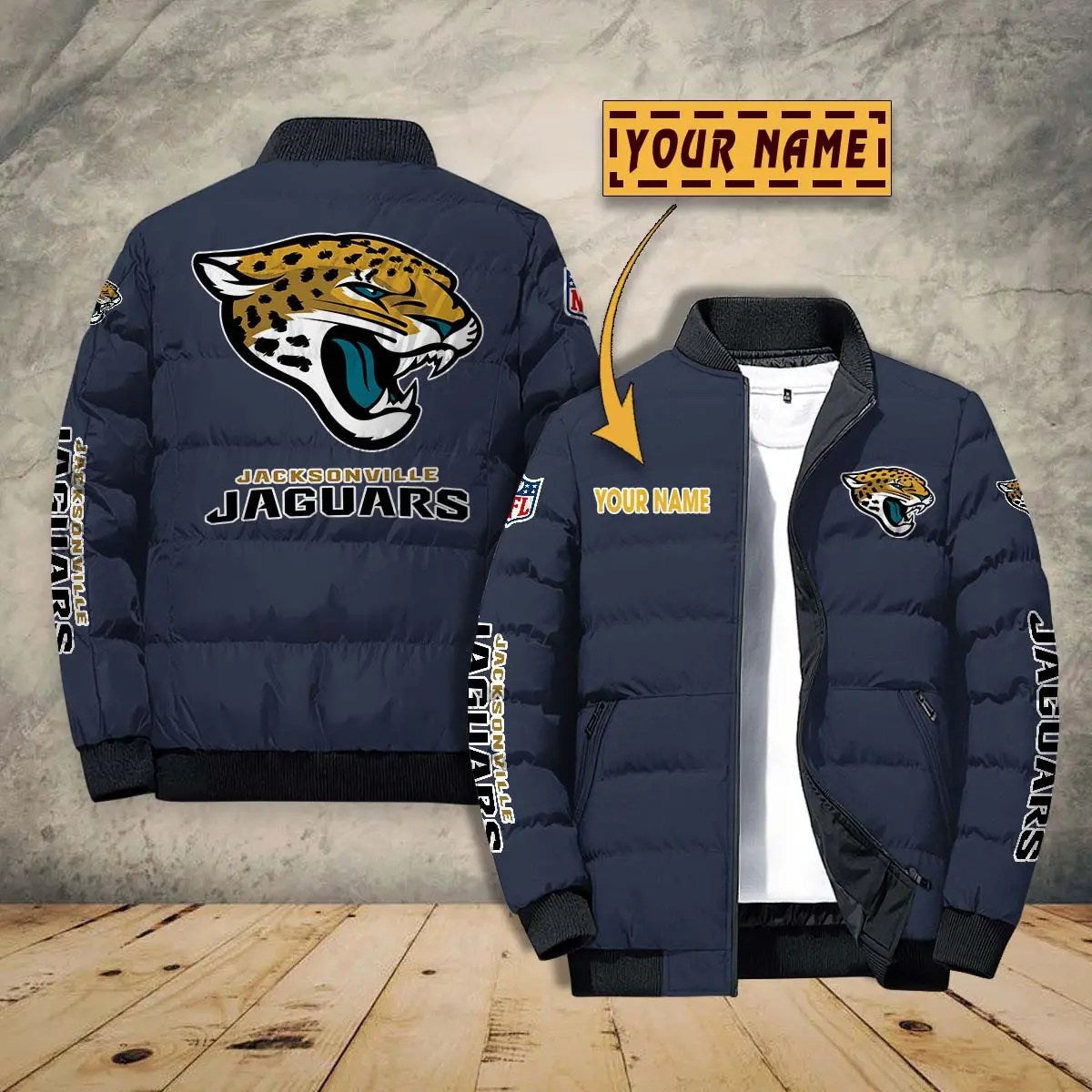 Jacksonville Jaguars New Personalized Winter Puffer Jacket AZBTPFKJ000007
