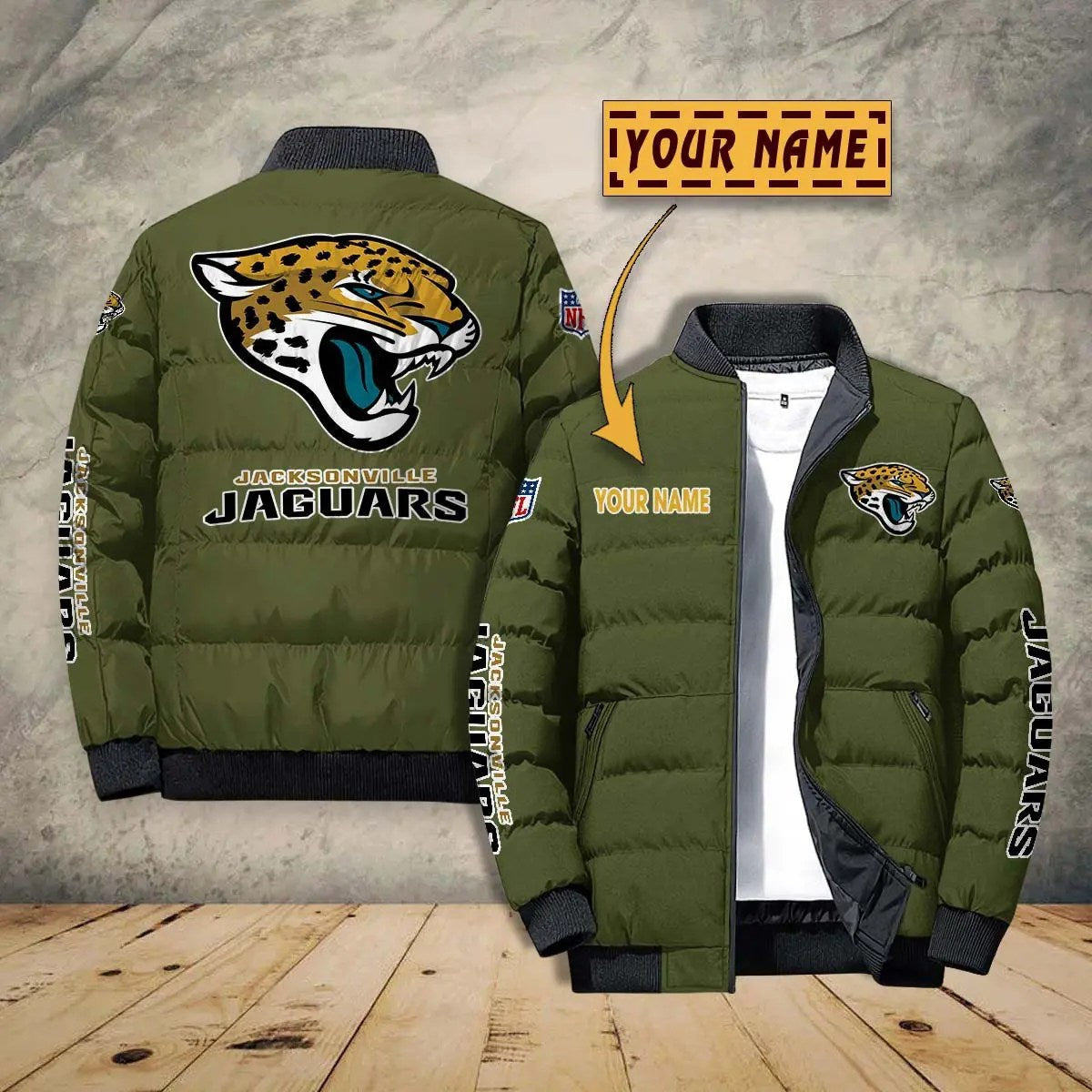 Jacksonville Jaguars New Personalized Winter Puffer Jacket AZBTPFKJ000007