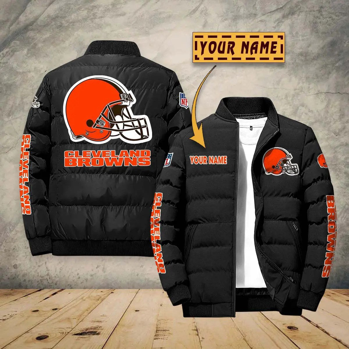 Cleveland Browns New Personalized Winter Puffer Jacket AZBTPFKJ000008