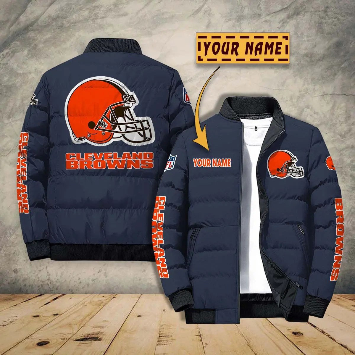 Cleveland Browns New Personalized Winter Puffer Jacket AZBTPFKJ000008