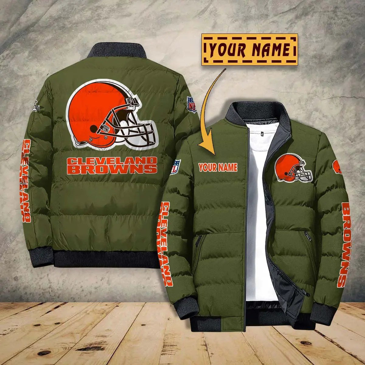 Cleveland Browns New Personalized Winter Puffer Jacket AZBTPFKJ000008