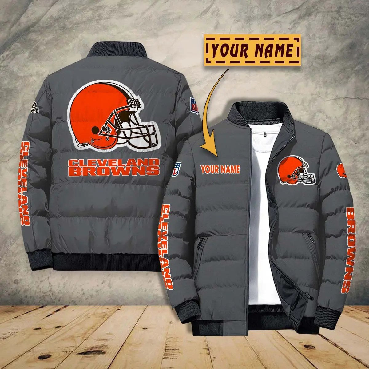 Cleveland Browns New Personalized Winter Puffer Jacket AZBTPFKJ000008
