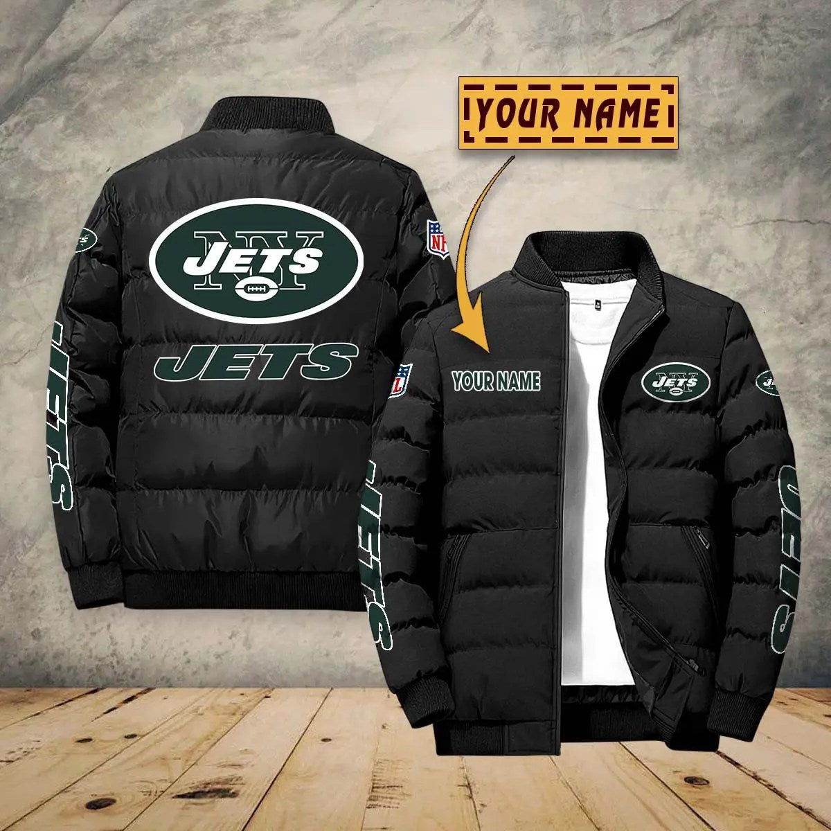 New York Jets New Personalized Winter Puffer Jacket AZBTPFKJ000009