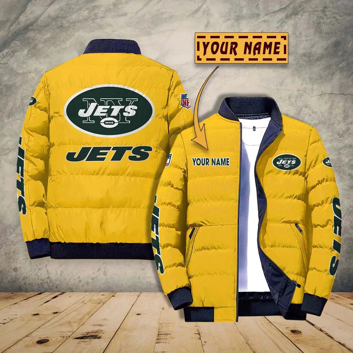 New York Jets New Personalized Winter Puffer Jacket AZBTPFKJ000009