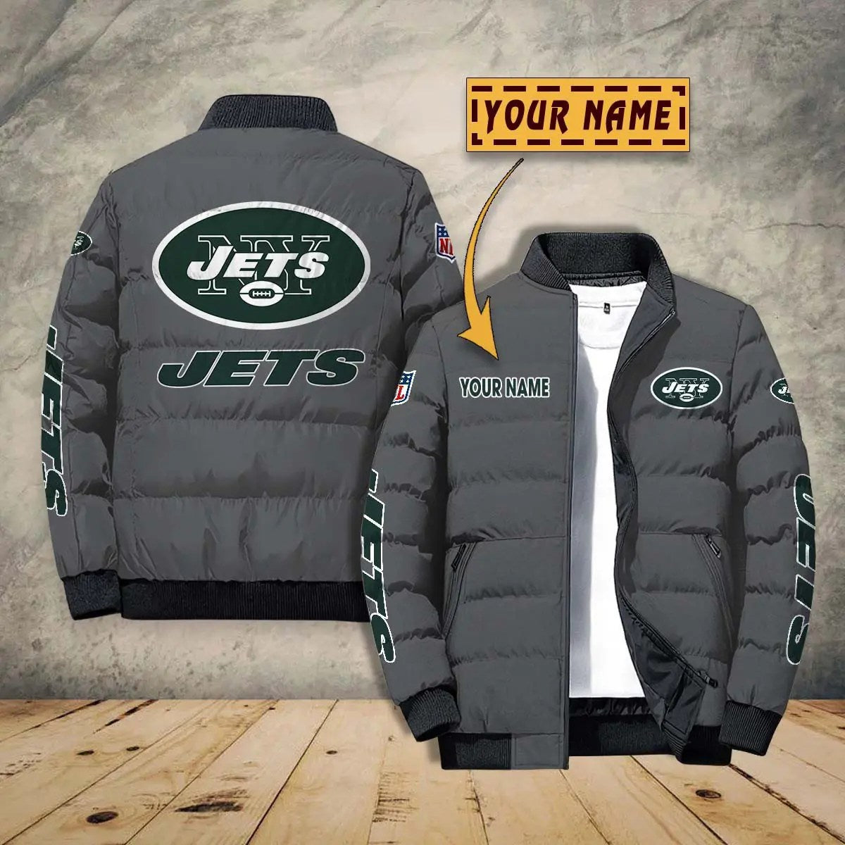 New York Jets New Personalized Winter Puffer Jacket AZBTPFKJ000009