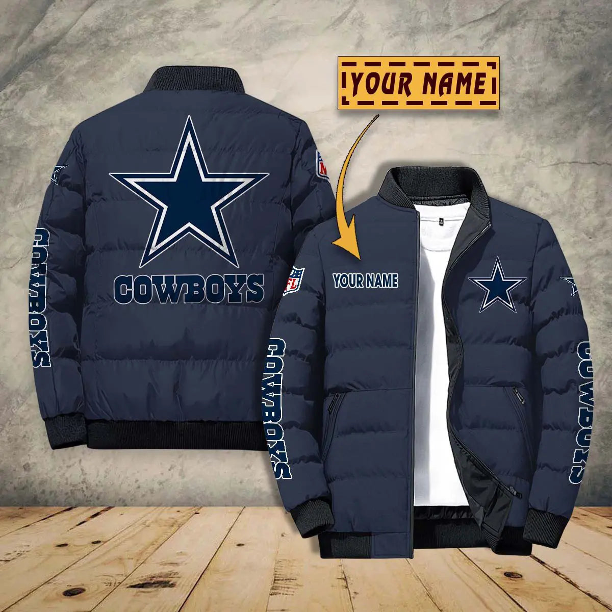 Dallas Cowboys New Personalized Winter Puffer Jacket AZBTPFKJ000010