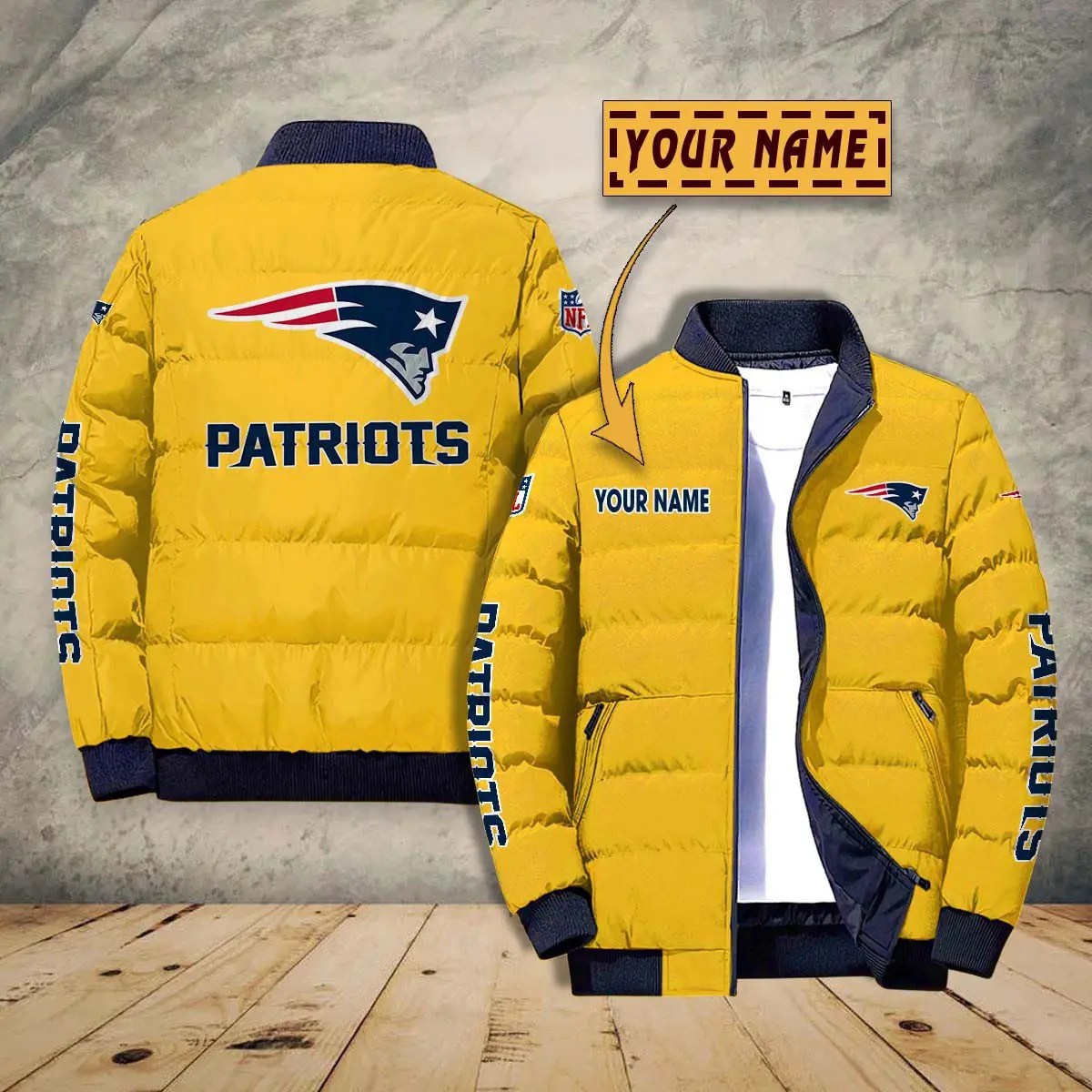New England Patriots New Personalized Winter Puffer Jacket AZBTPFKJ000011