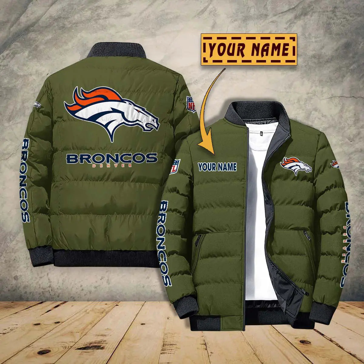 Denver Broncos New Personalized Winter Puffer Jacket AZBTPFKJ000013