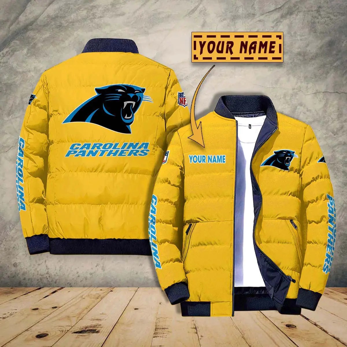 Carolina Panthers New Personalized Winter Puffer Jacket AZBTPFKJ000016