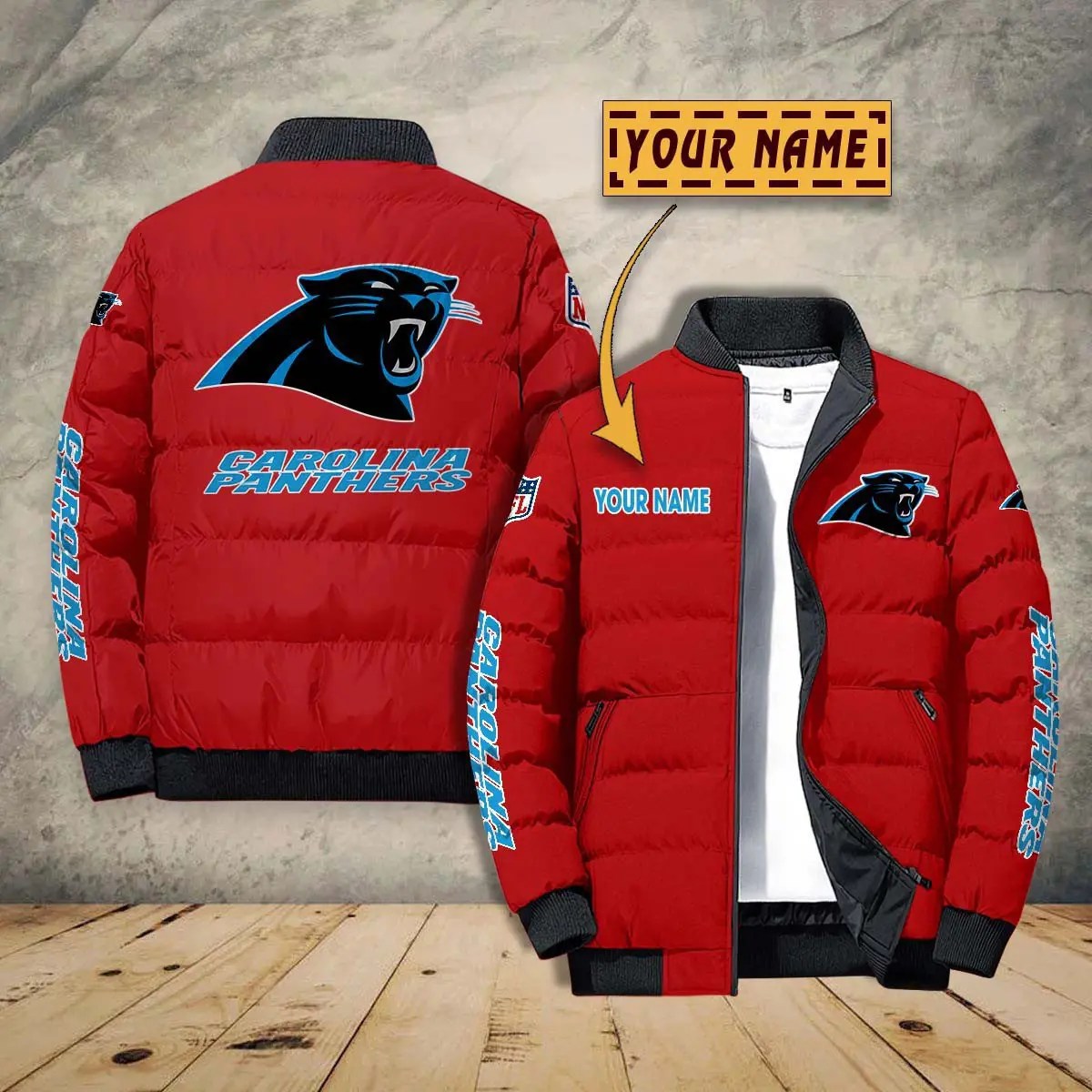 Carolina Panthers New Personalized Winter Puffer Jacket AZBTPFKJ000016