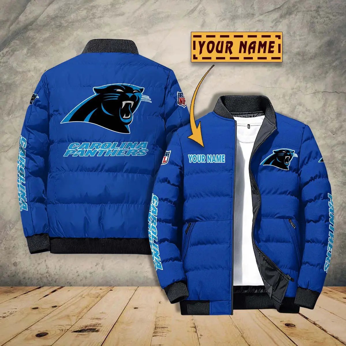 Carolina Panthers New Personalized Winter Puffer Jacket AZBTPFKJ000016