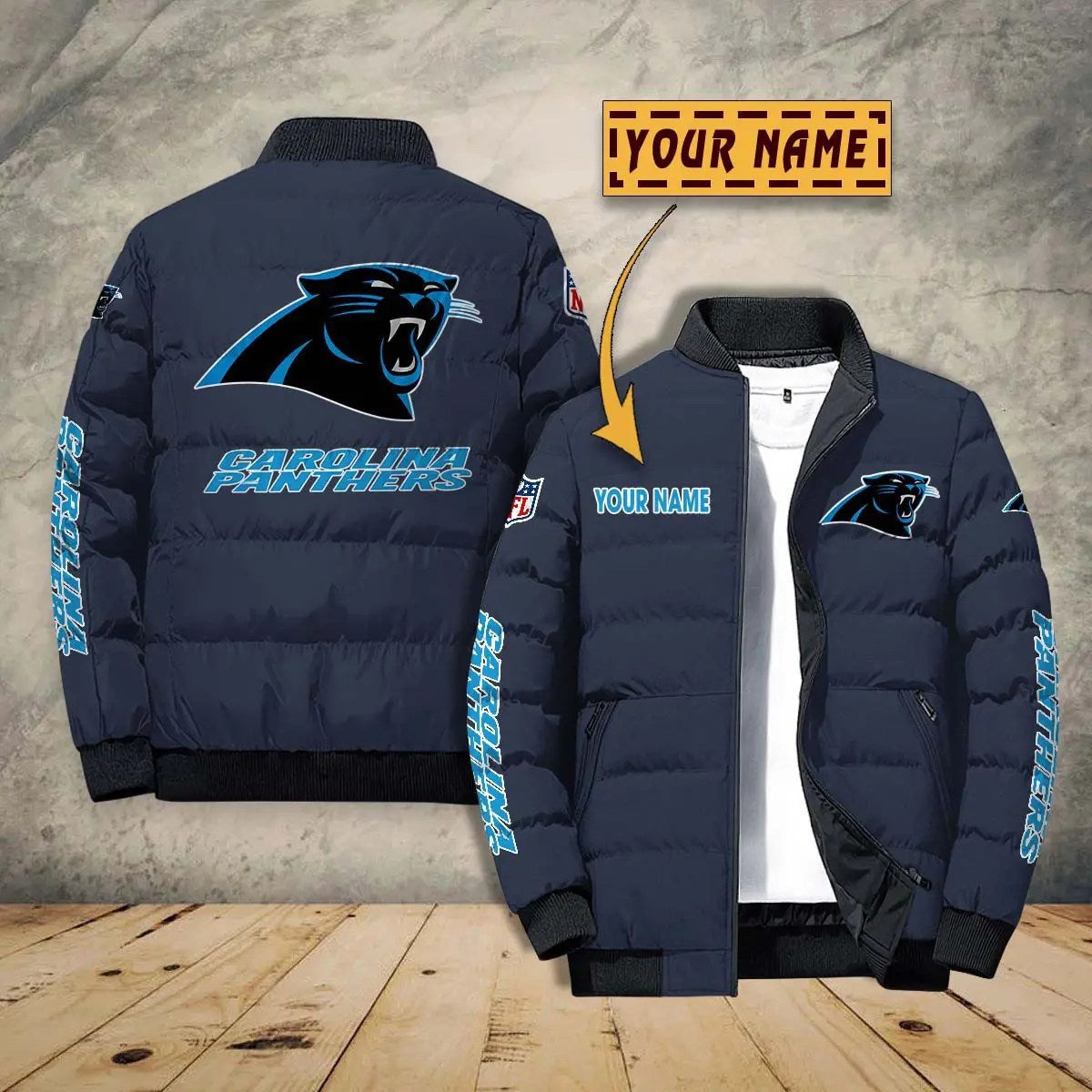 Carolina Panthers New Personalized Winter Puffer Jacket AZBTPFKJ000016