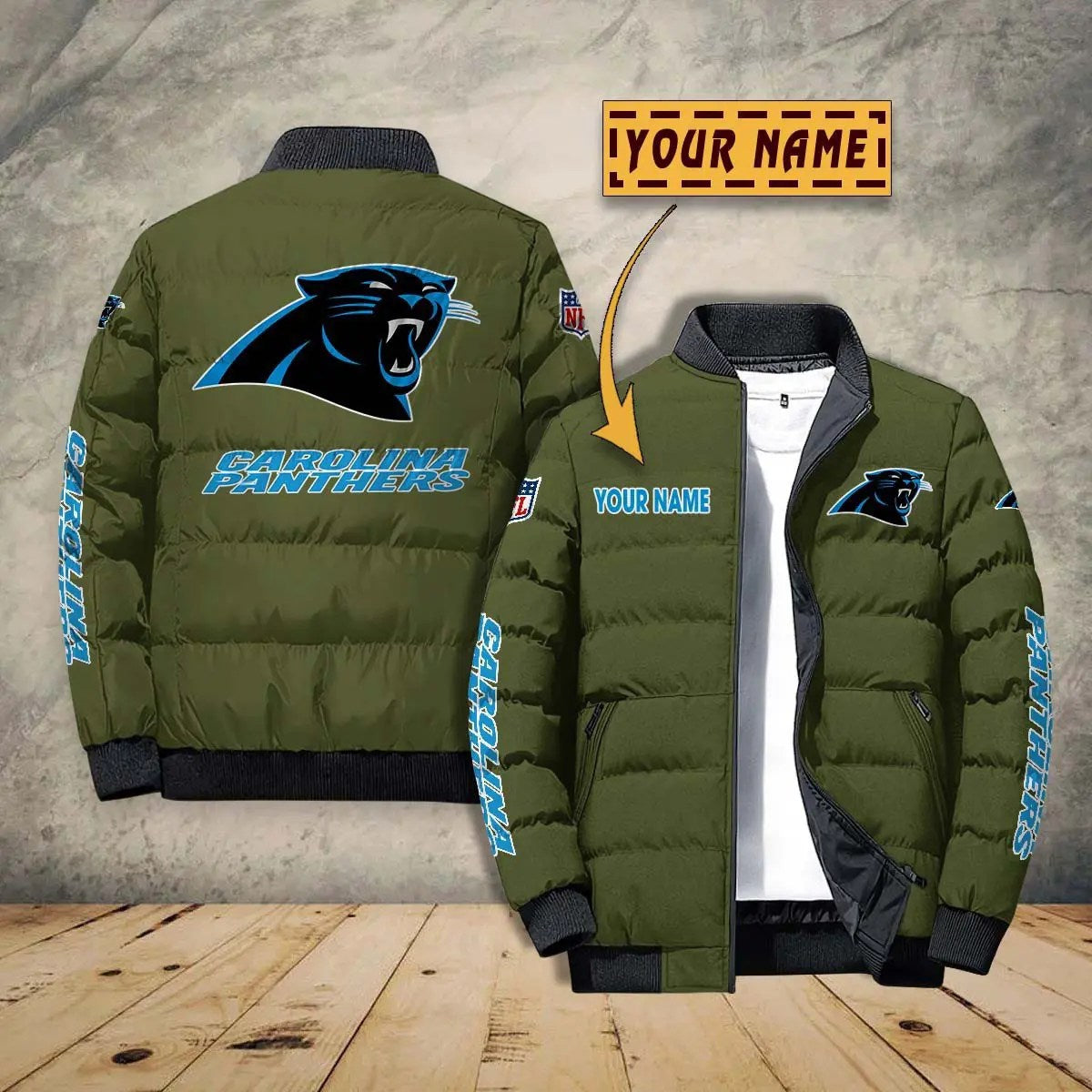 Carolina Panthers New Personalized Winter Puffer Jacket AZBTPFKJ000016