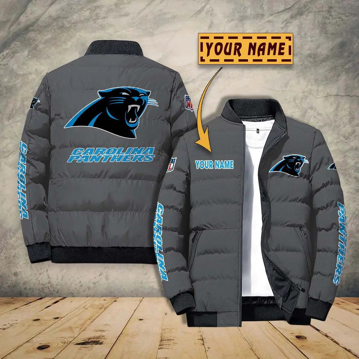 Carolina Panthers New Personalized Winter Puffer Jacket AZBTPFKJ000016