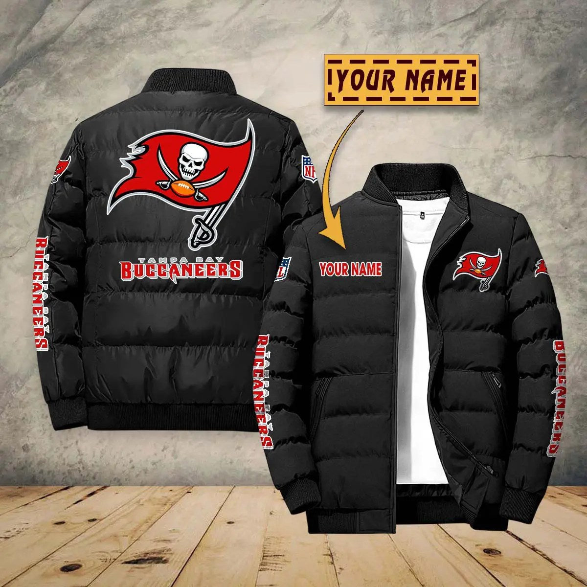 Tampa Bay Buccaneers New Personalized Winter Puffer Jacket AZBTPFKJ000019