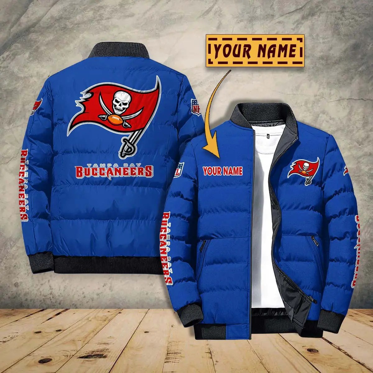 Tampa Bay Buccaneers New Personalized Winter Puffer Jacket AZBTPFKJ000019