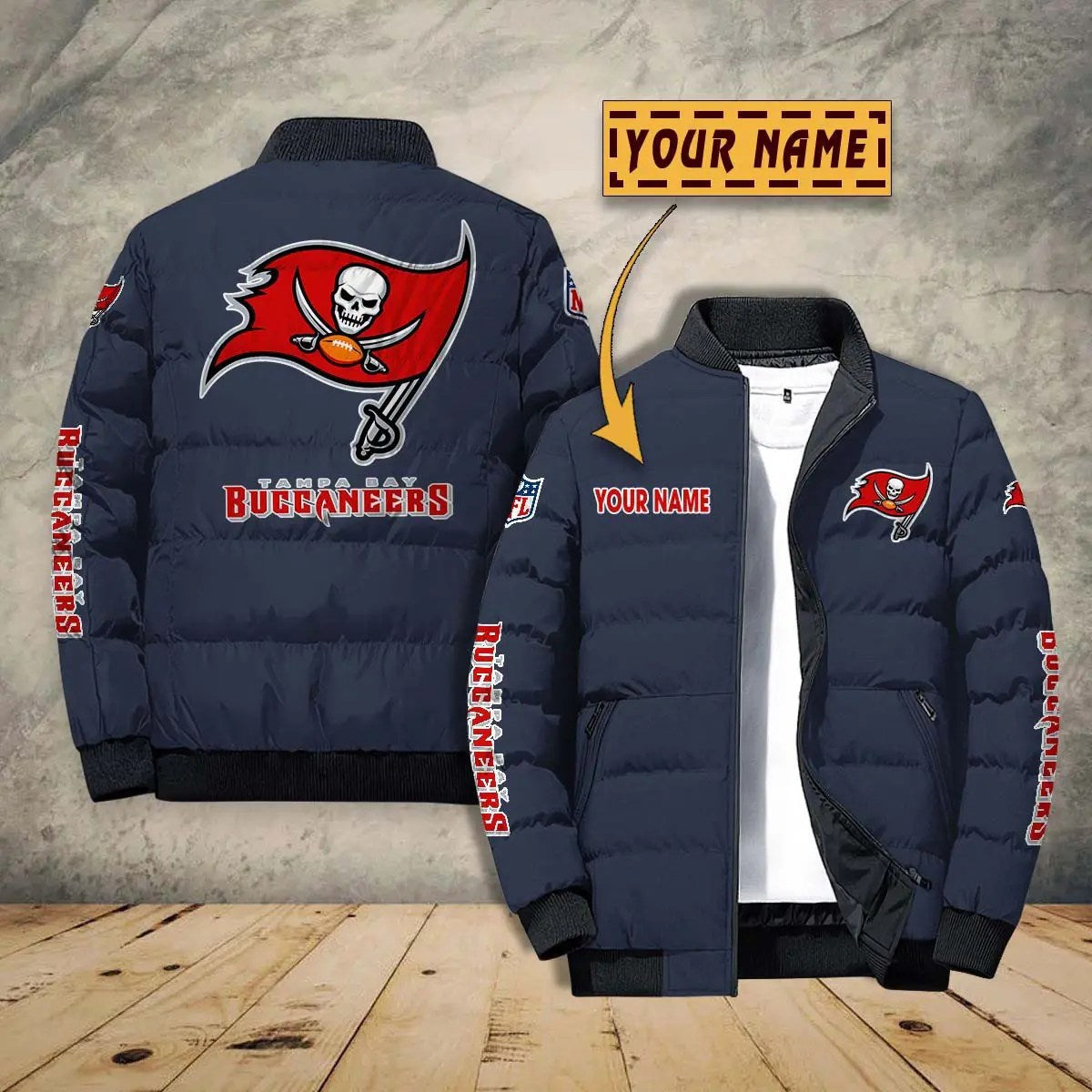 Tampa Bay Buccaneers New Personalized Winter Puffer Jacket AZBTPFKJ000019