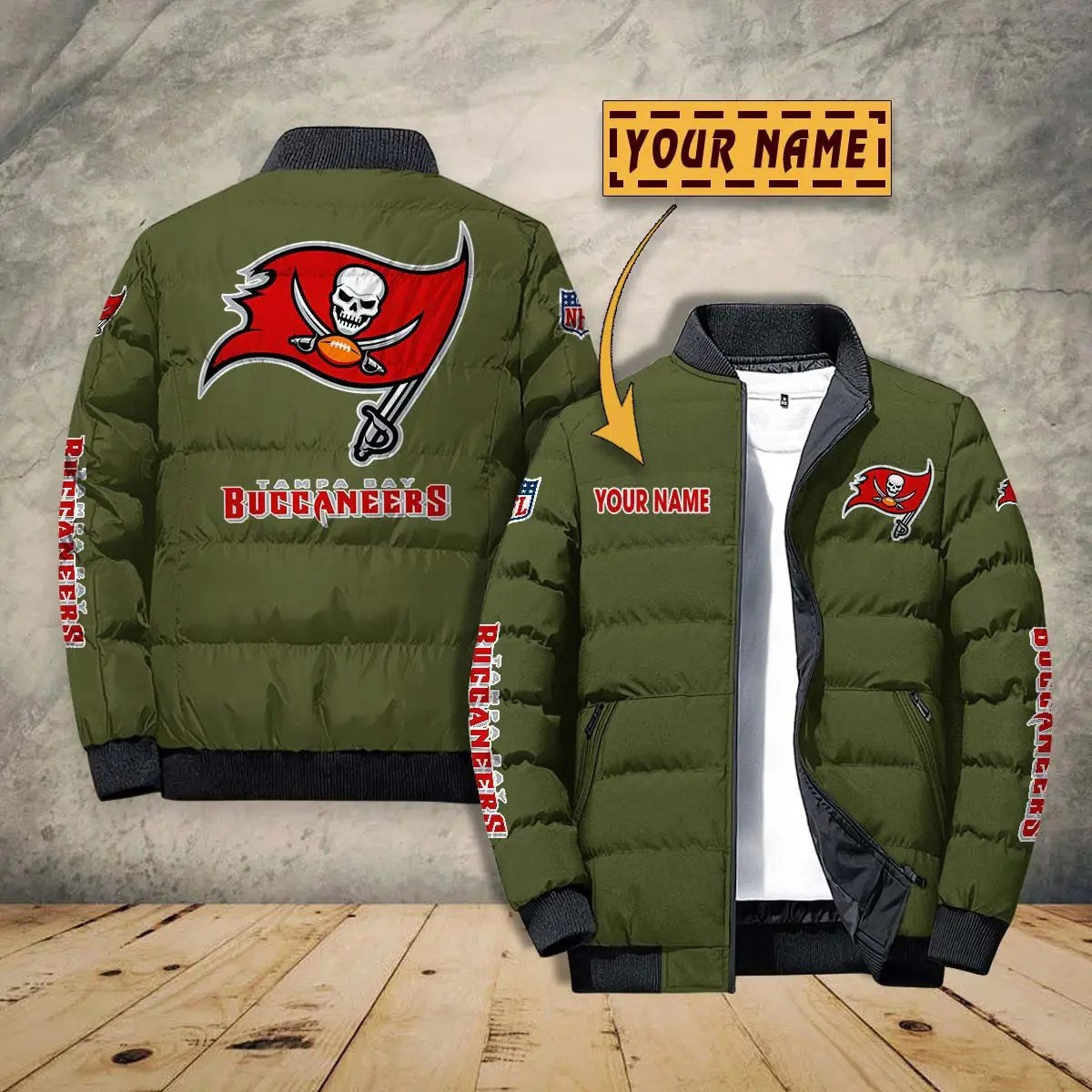 Tampa Bay Buccaneers New Personalized Winter Puffer Jacket AZBTPFKJ000019