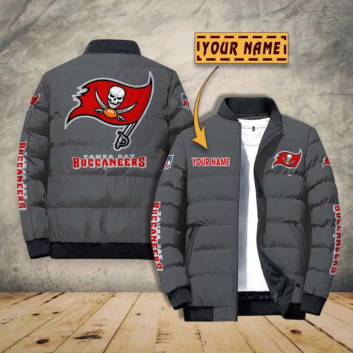 Tampa Bay Buccaneers New Personalized Winter Puffer Jacket AZBTPFKJ000019