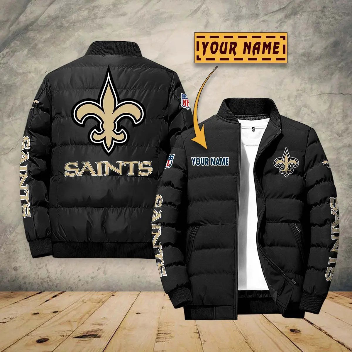 New Orleans Saints New Personalized Winter Puffer Jacket AZBTPFKJ000024
