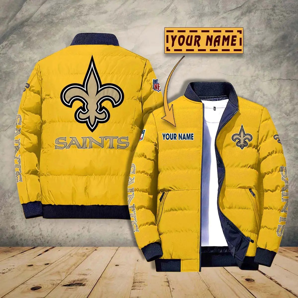 New Orleans Saints New Personalized Winter Puffer Jacket AZBTPFKJ000024