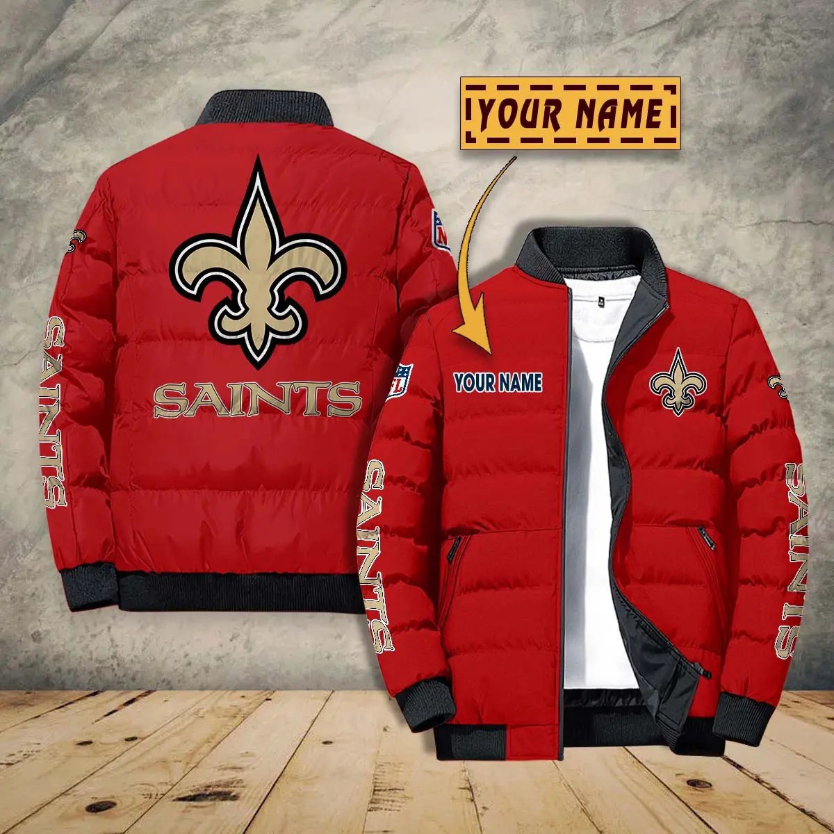 New Orleans Saints New Personalized Winter Puffer Jacket AZBTPFKJ000024