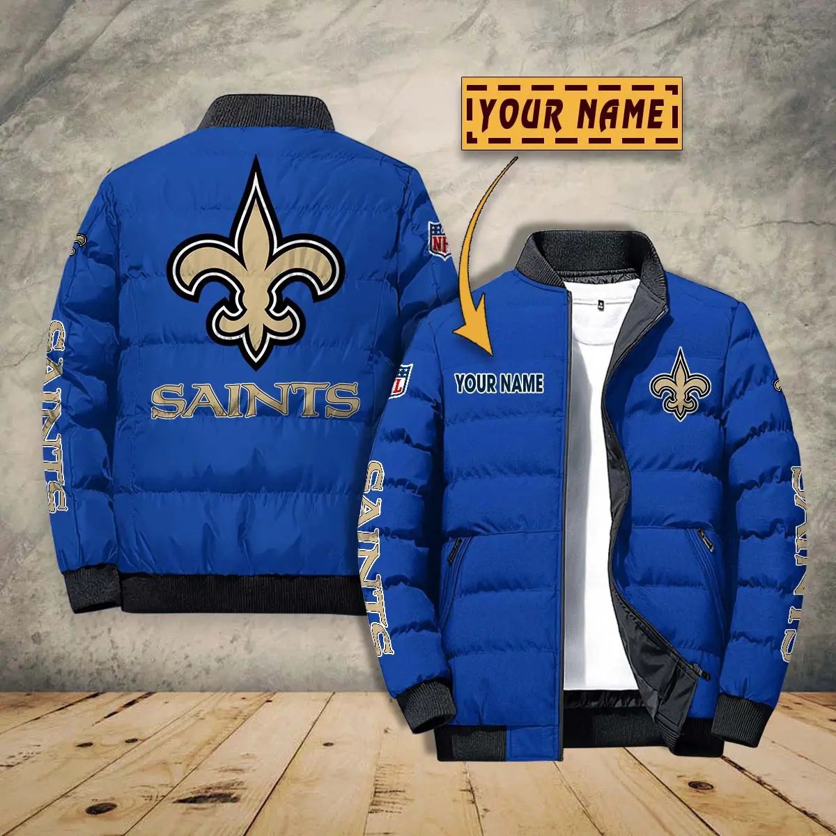 New Orleans Saints New Personalized Winter Puffer Jacket AZBTPFKJ000024