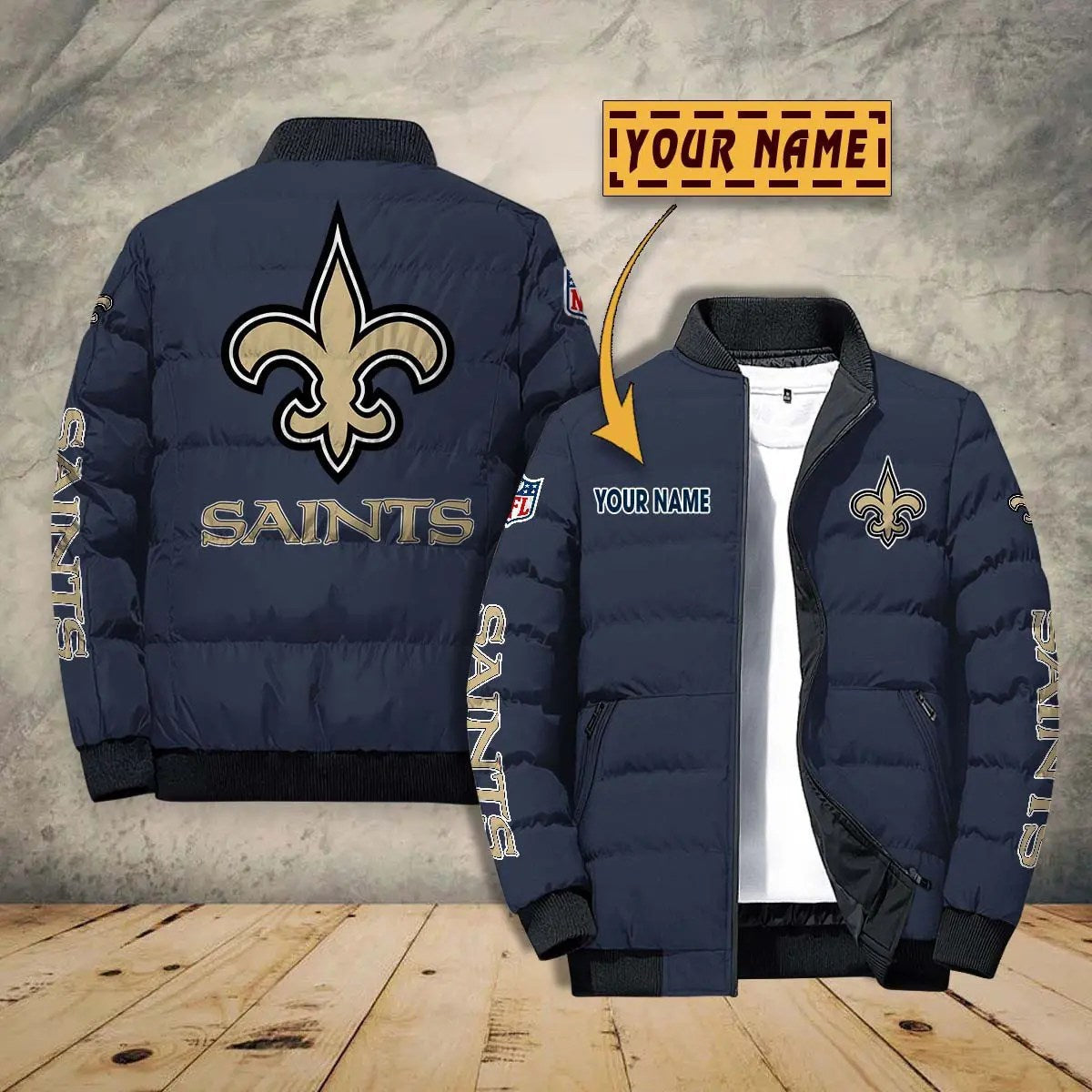 New Orleans Saints New Personalized Winter Puffer Jacket AZBTPFKJ000024