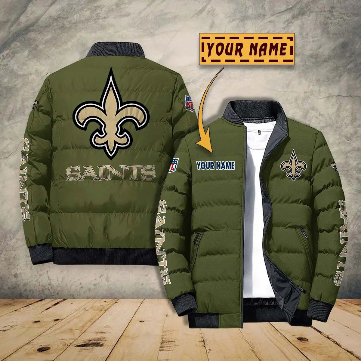 New Orleans Saints New Personalized Winter Puffer Jacket AZBTPFKJ000024
