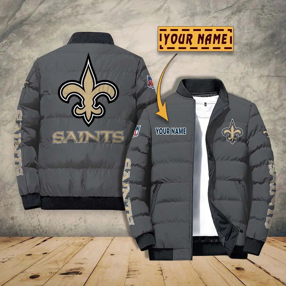 New Orleans Saints New Personalized Winter Puffer Jacket AZBTPFKJ000024