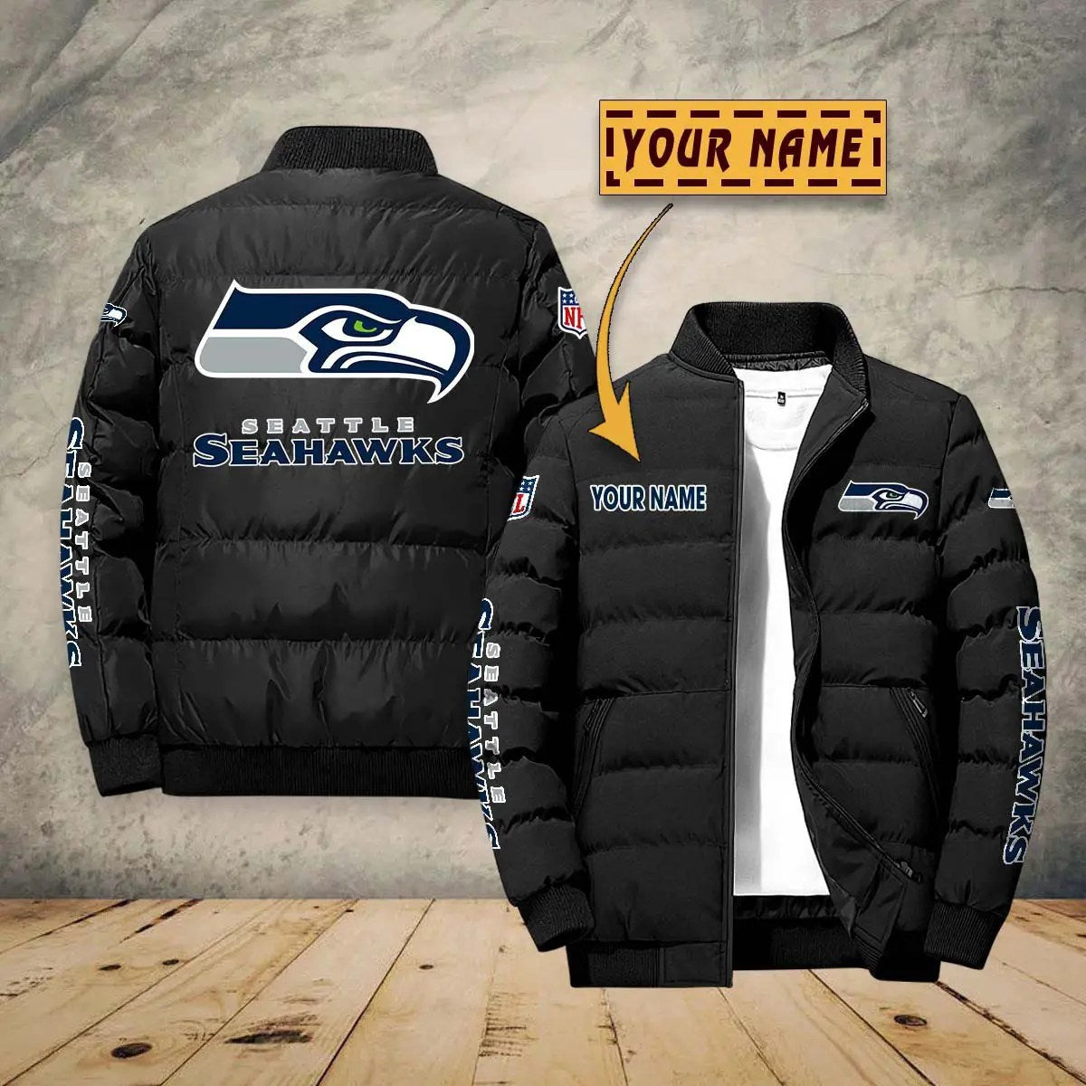 Seattle Seahawks New Personalized Winter Puffer Jacket AZBTPFKJ000025