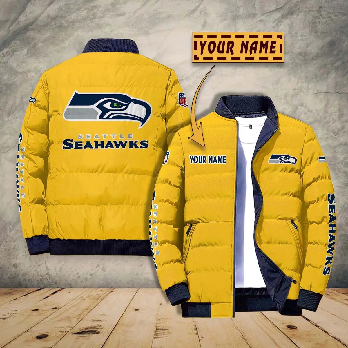 Seattle Seahawks New Personalized Winter Puffer Jacket AZBTPFKJ000025