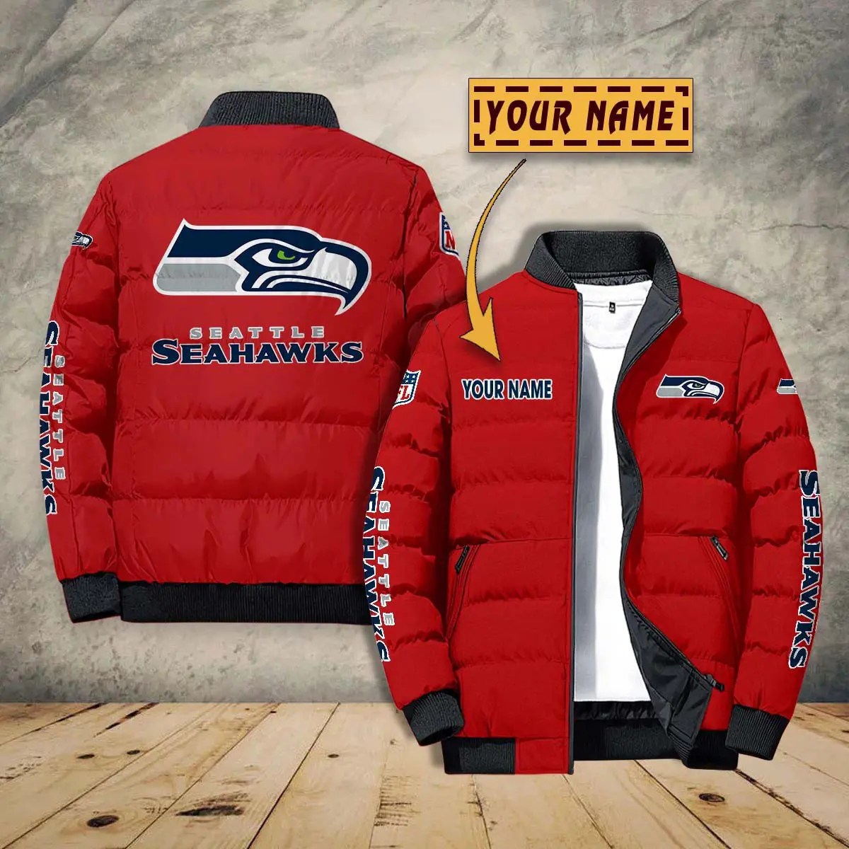 Seattle Seahawks New Personalized Winter Puffer Jacket AZBTPFKJ000025