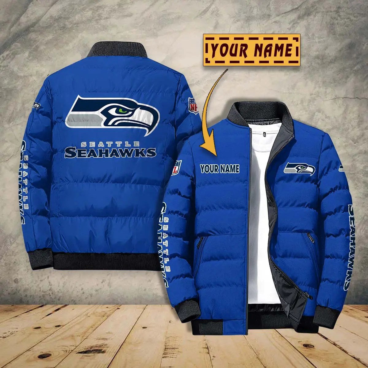 Seattle Seahawks New Personalized Winter Puffer Jacket AZBTPFKJ000025