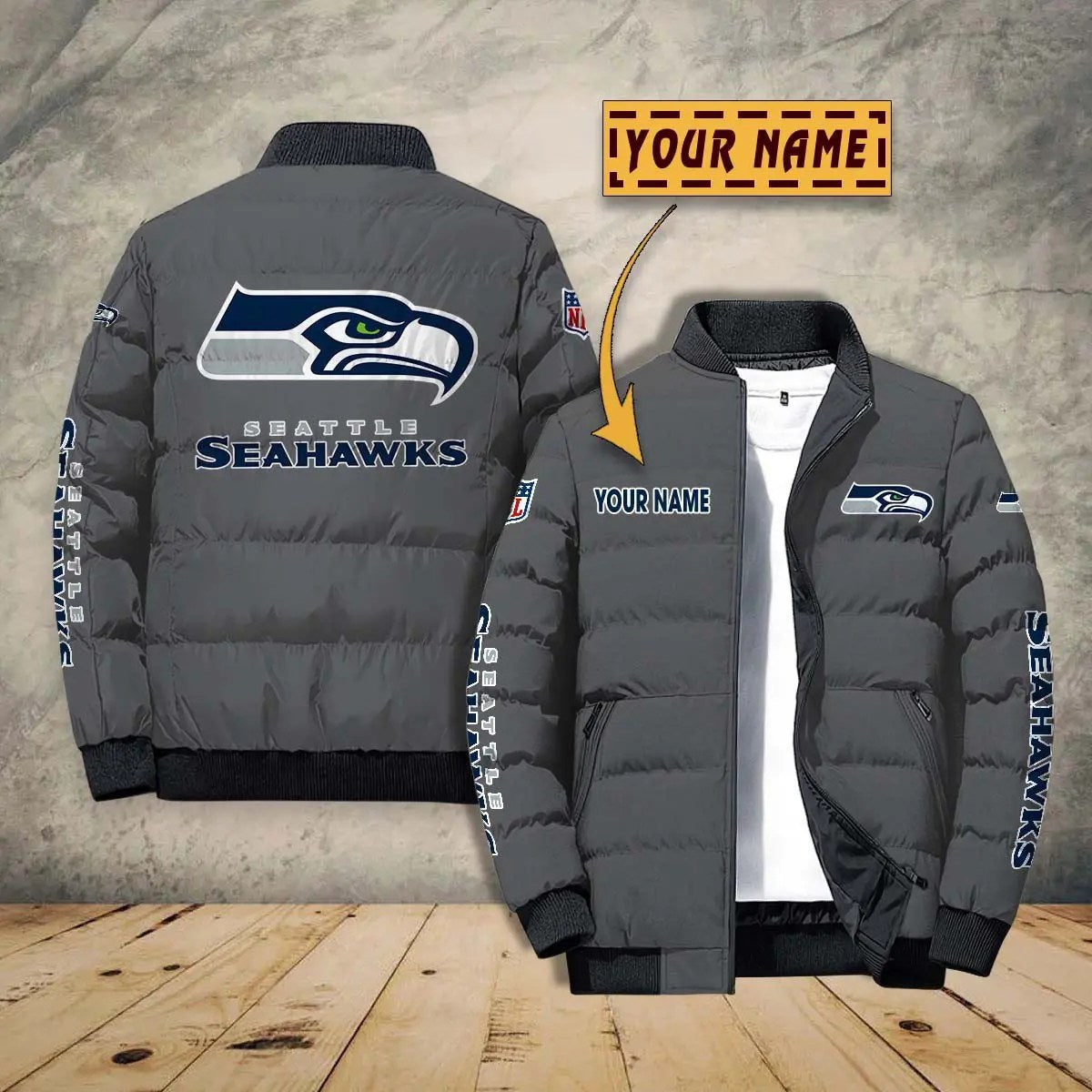 Seattle Seahawks New Personalized Winter Puffer Jacket AZBTPFKJ000025