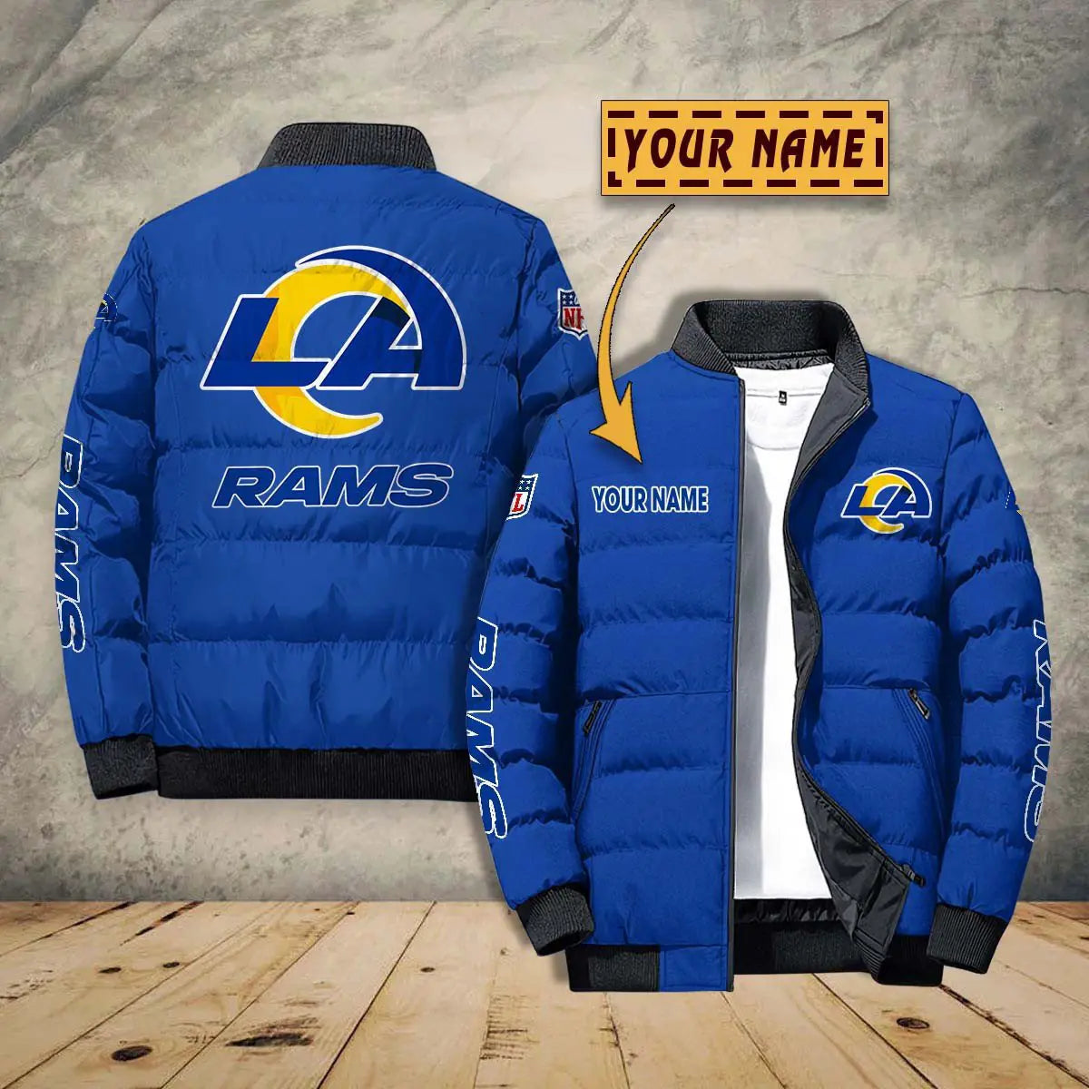 Los Angeles Rams New Personalized Winter Puffer Jacket AZBTPFKJ000027