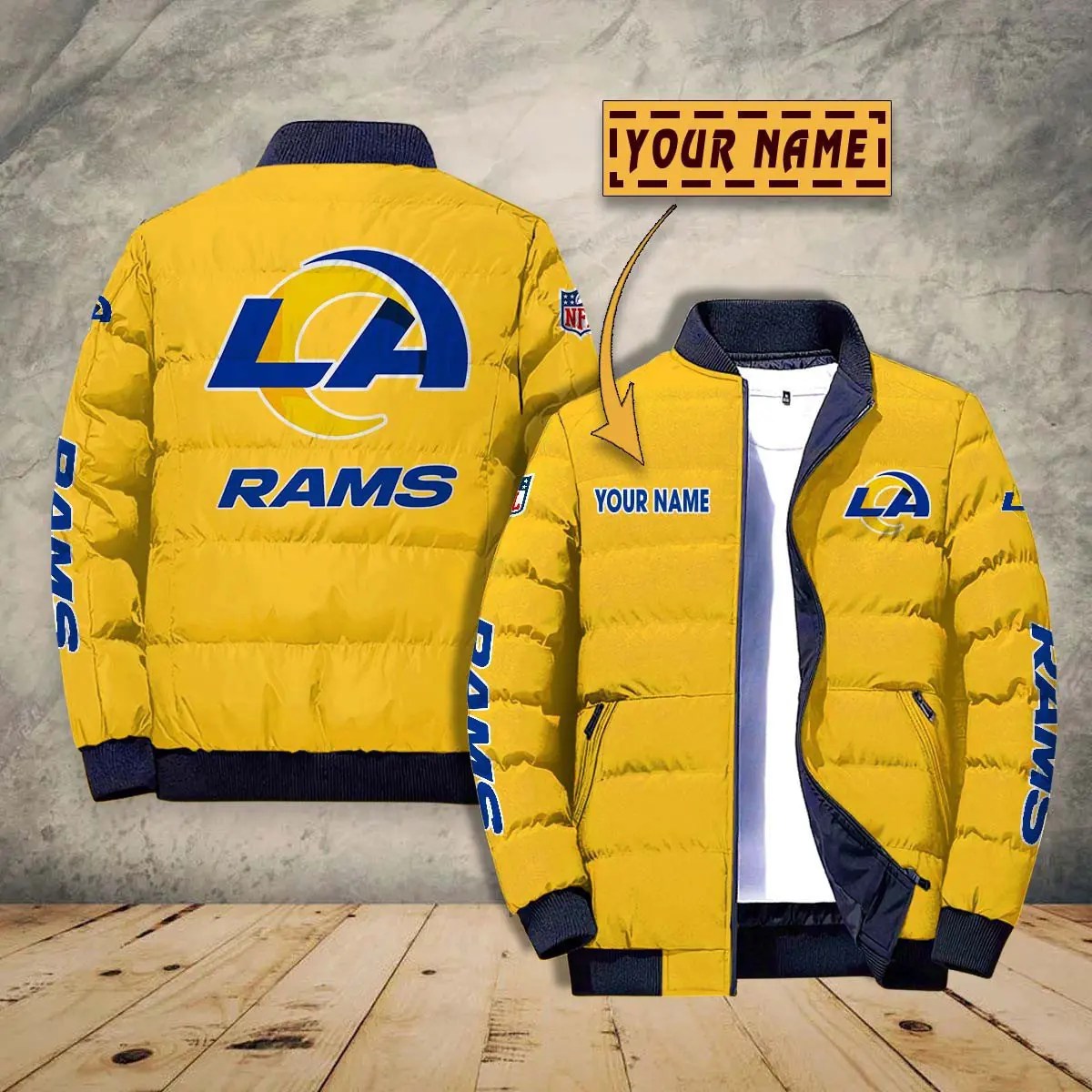 Los Angeles Rams New Personalized Winter Puffer Jacket AZBTPFKJ000027