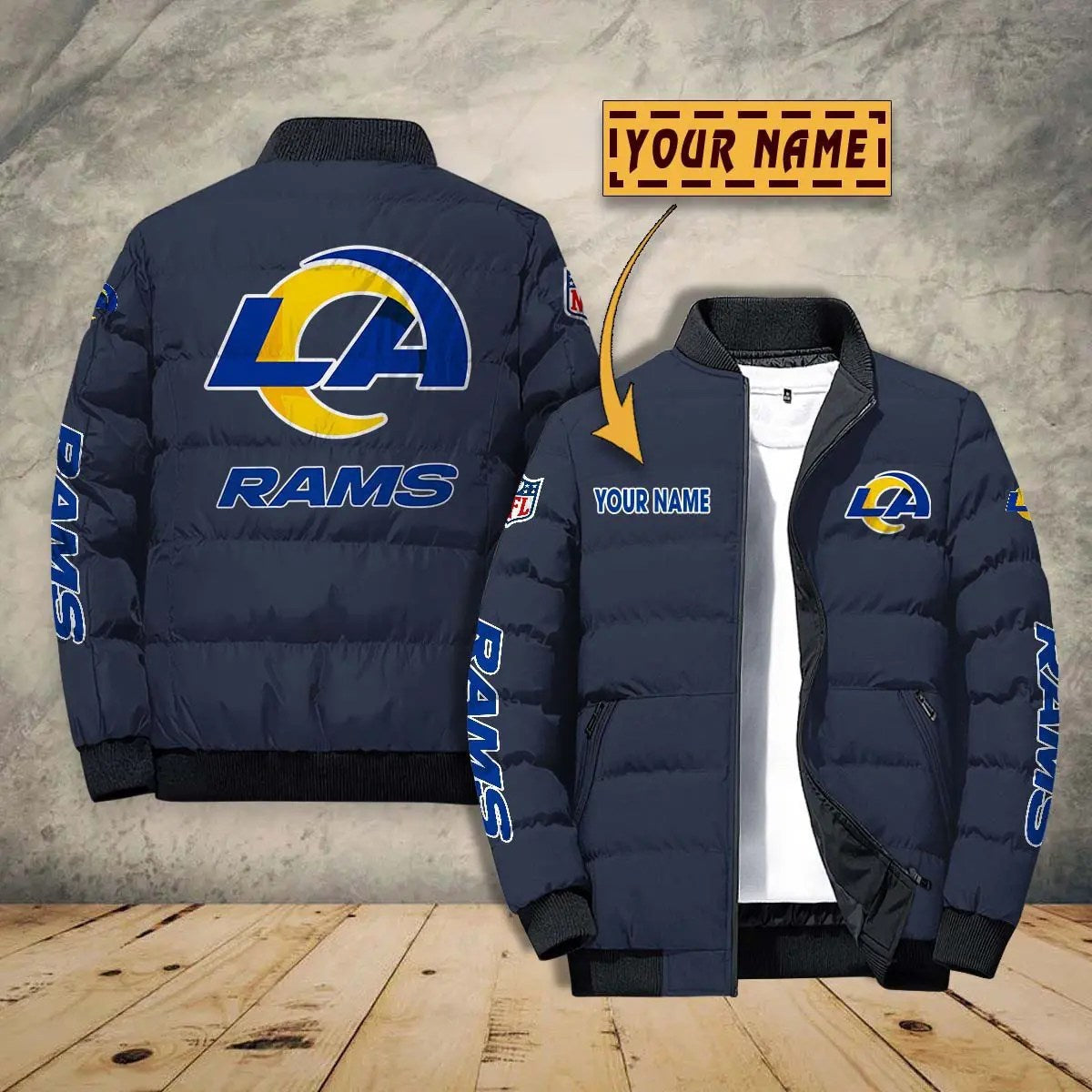 Los Angeles Rams New Personalized Winter Puffer Jacket AZBTPFKJ000027