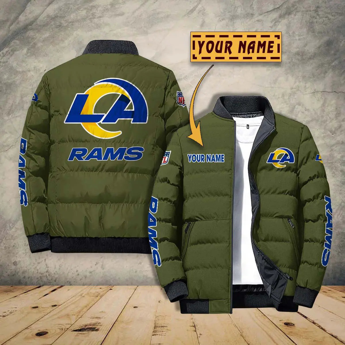 Los Angeles Rams New Personalized Winter Puffer Jacket AZBTPFKJ000027