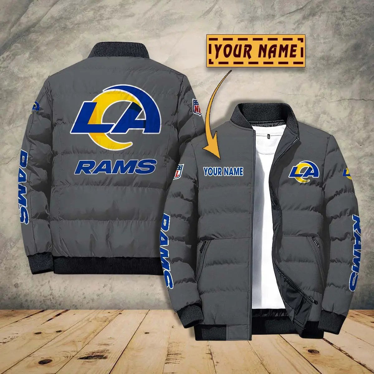 Los Angeles Rams New Personalized Winter Puffer Jacket AZBTPFKJ000027