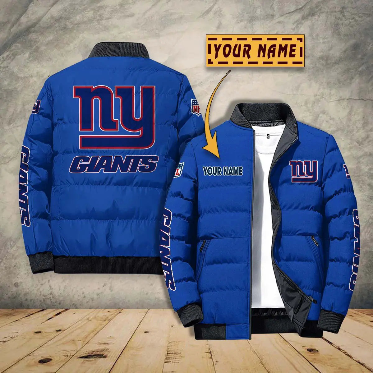 New York Giants New Personalized Winter Puffer Jacket AZBTPFKJ000029