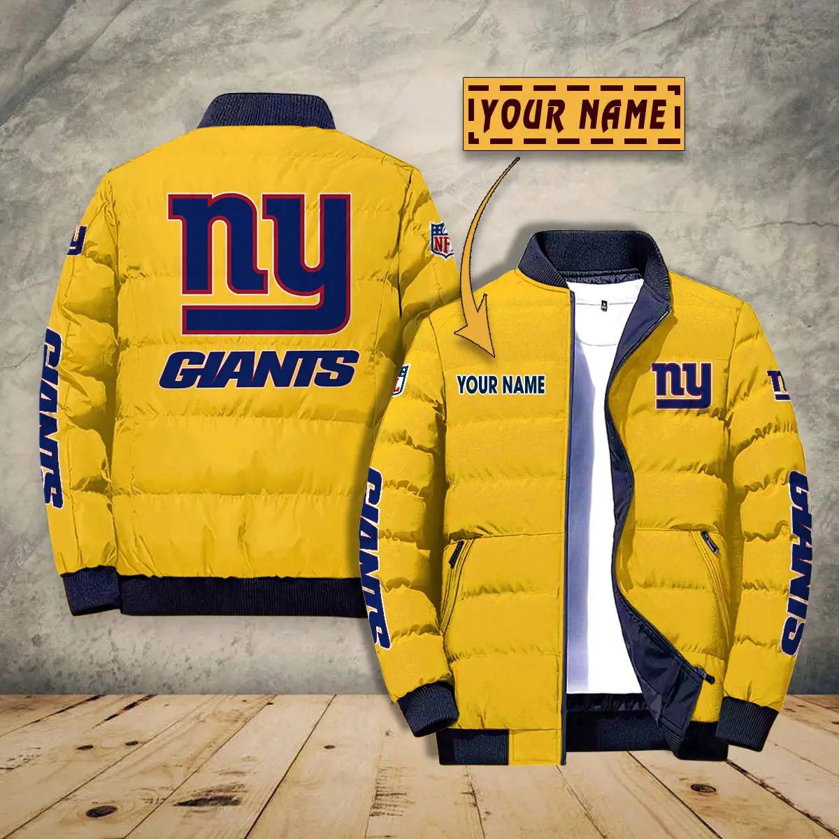 New York Giants New Personalized Winter Puffer Jacket AZBTPFKJ000029