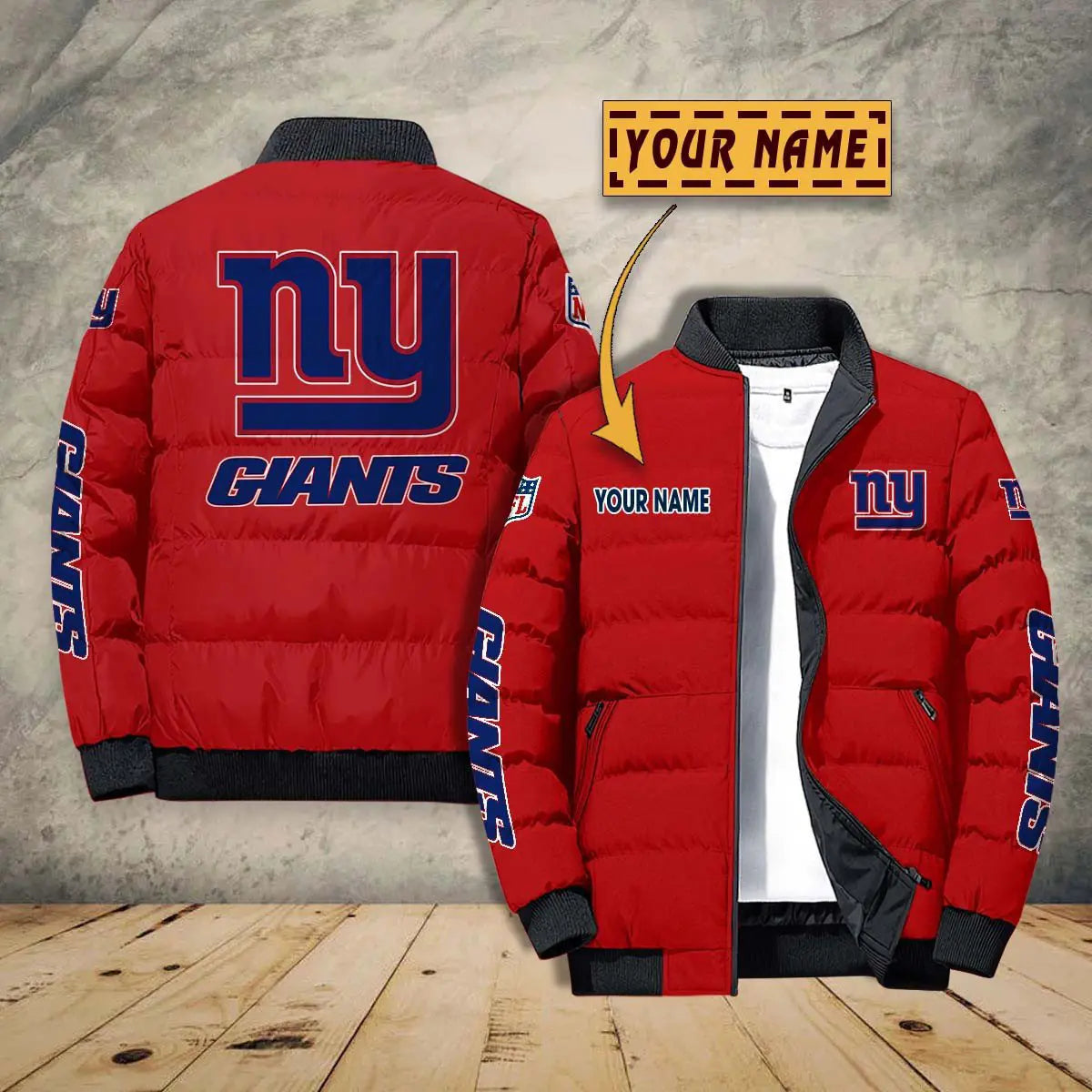 New York Giants New Personalized Winter Puffer Jacket AZBTPFKJ000029