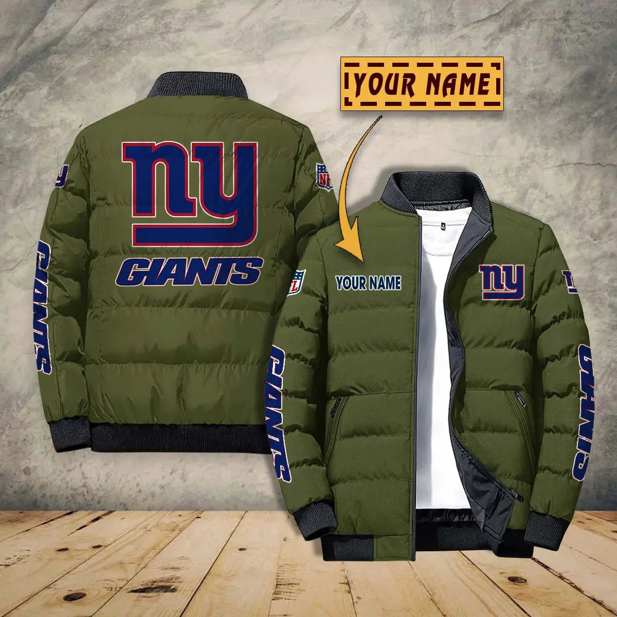 New York Giants New Personalized Winter Puffer Jacket AZBTPFKJ000029
