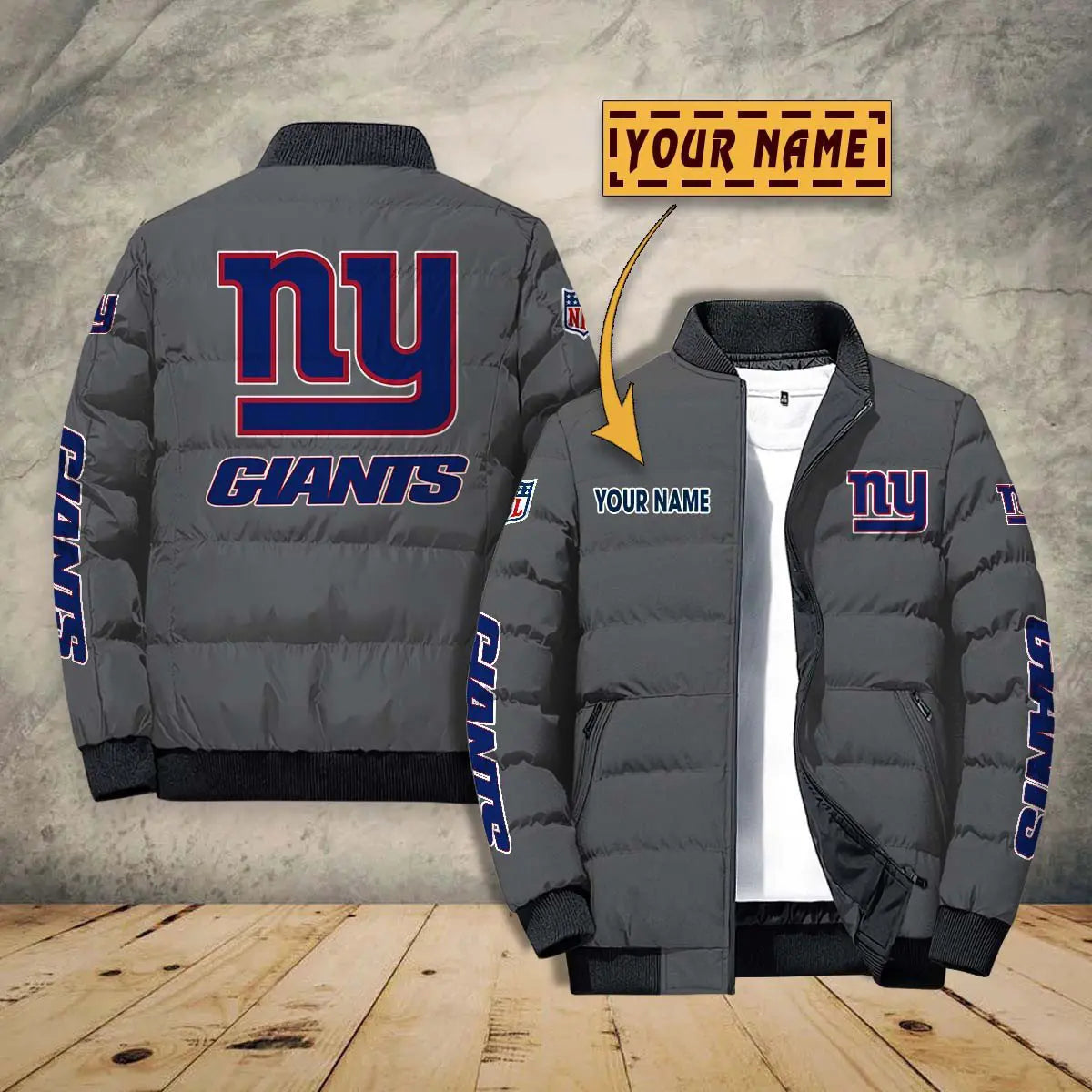 New York Giants New Personalized Winter Puffer Jacket AZBTPFKJ000029