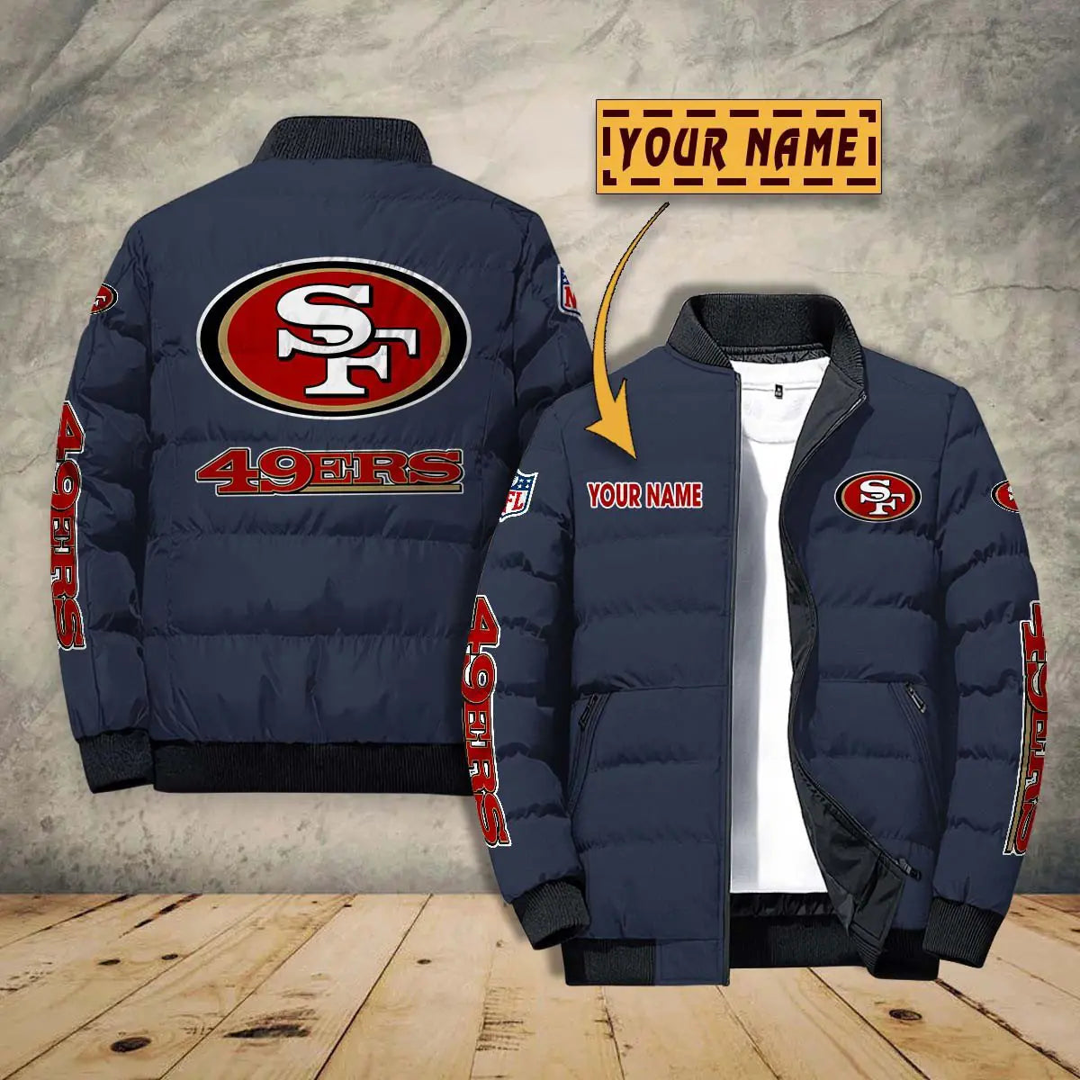 San Francisco 49ers New Personalized Winter Puffer Jacket AZBTPFKJ000030