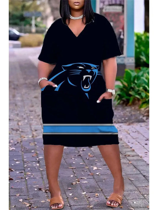 Carolina Panthers V-neck Casual Pocket Dress Limited Edition AZBTVCPD000373